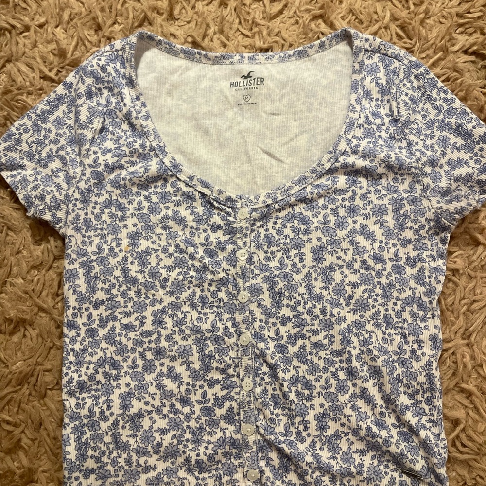 Hollister Blue Floral Top